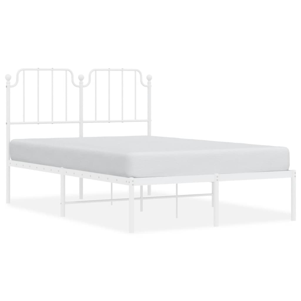 Metal Bed Frame without Mattress with Headboard White 120x200cm