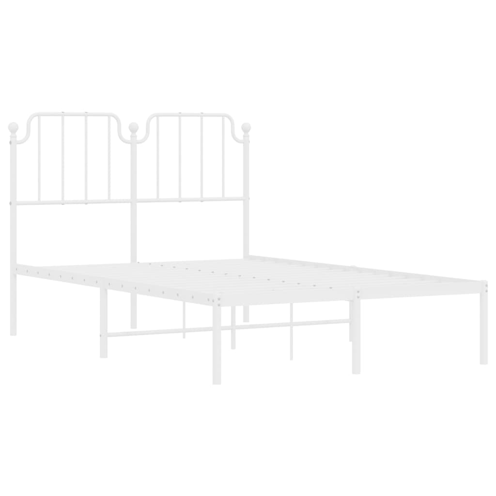 Metal Bed Frame without Mattress with Headboard White 120x200cm