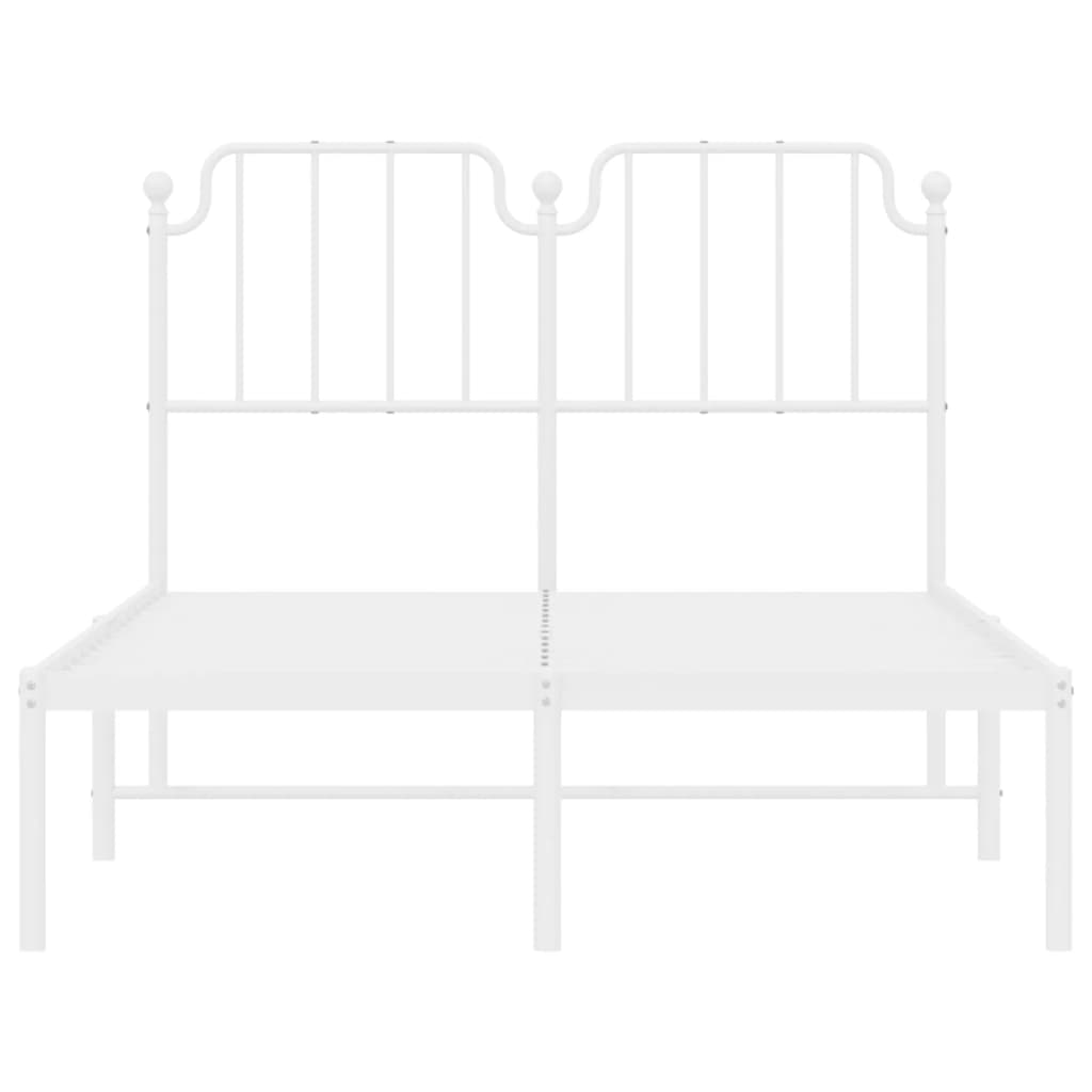 Metal Bed Frame without Mattress with Headboard White 120x200cm