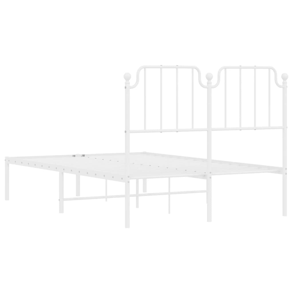 Metal Bed Frame without Mattress with Headboard White 120x200cm