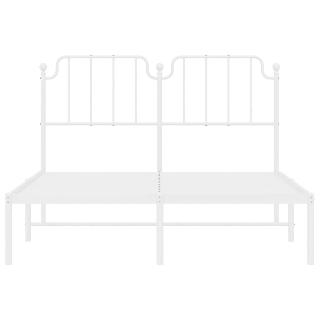 Metal Bed Frame without Mattress with Headboard White 135x190cm
