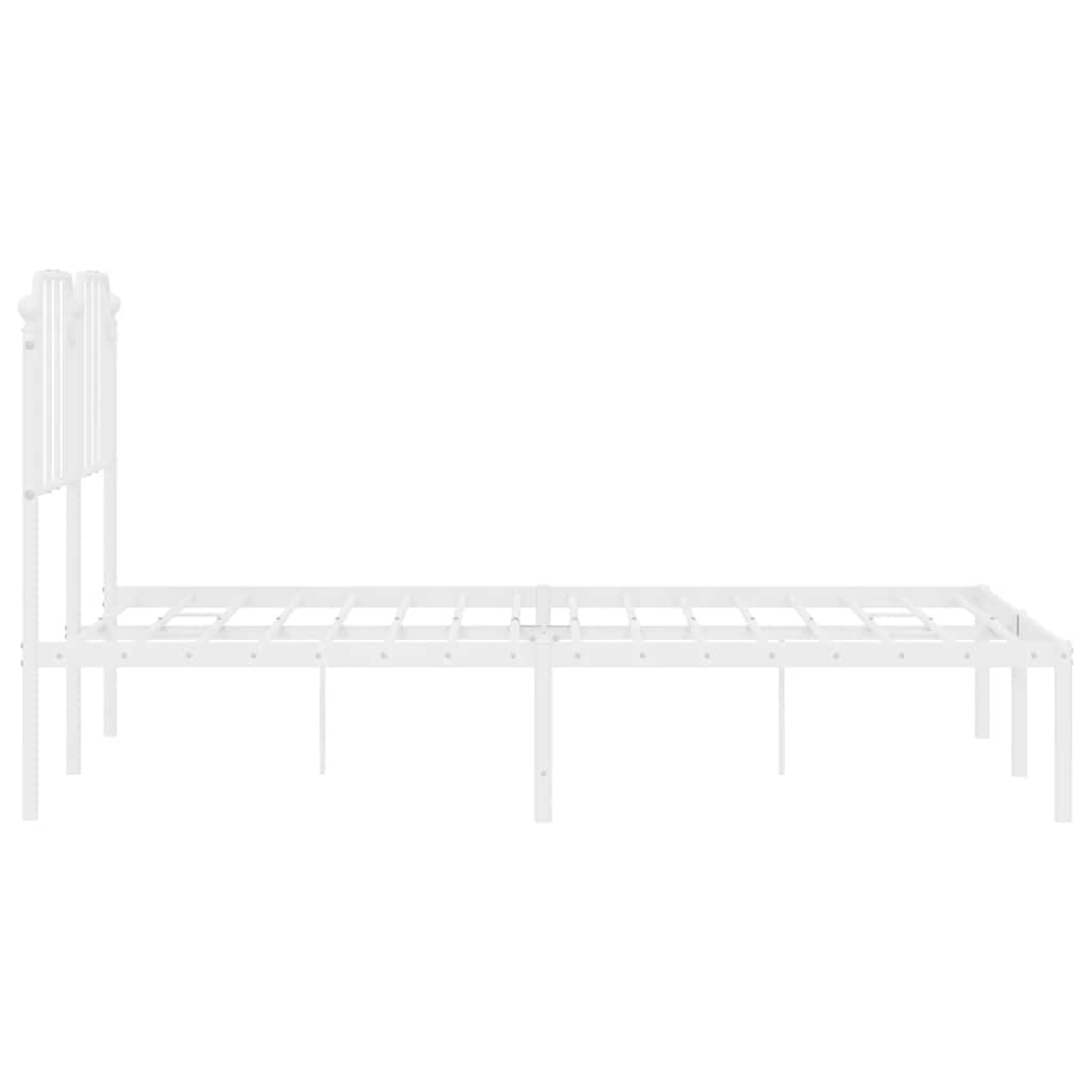 Metal Bed Frame without Mattress with Headboard White 135x190cm