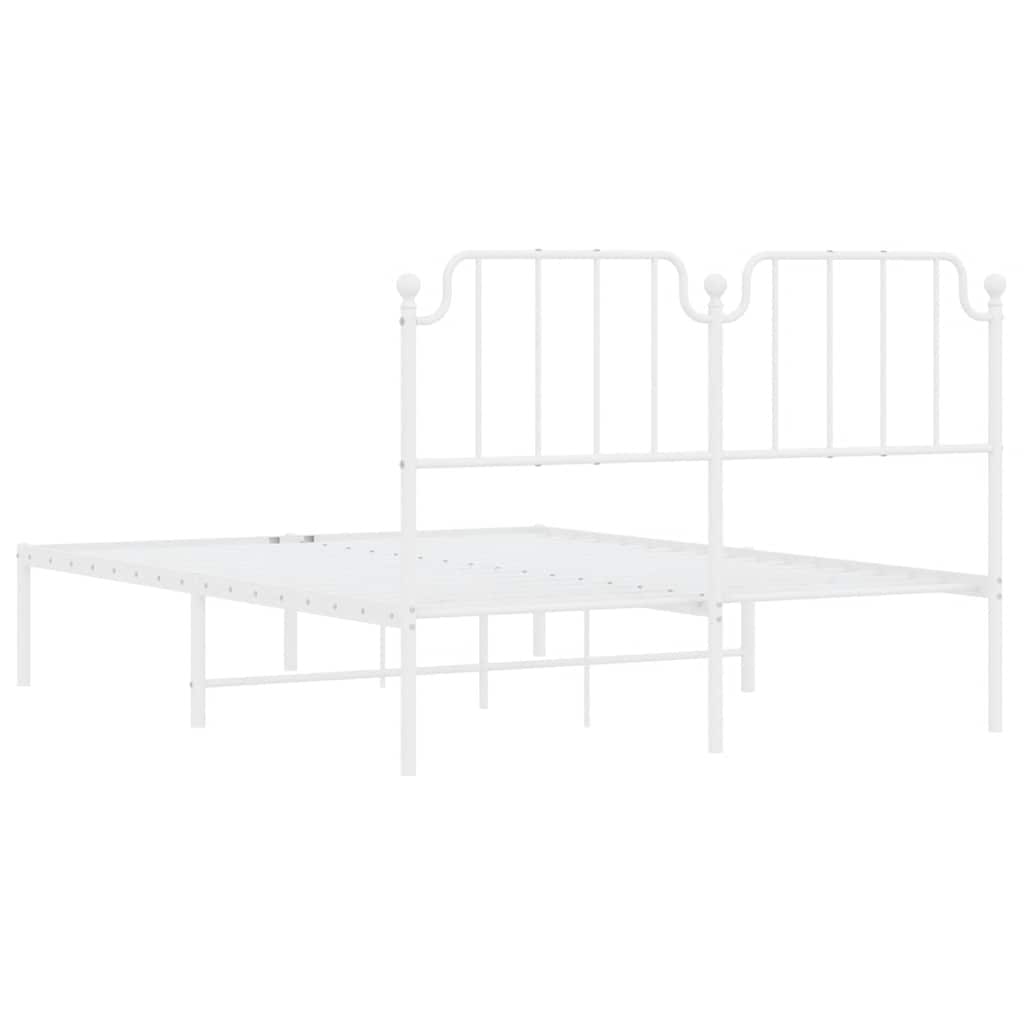 Metal Bed Frame without Mattress with Headboard White 135x190cm