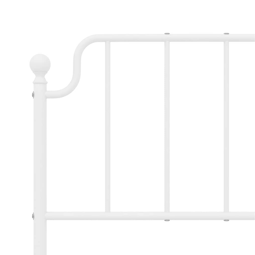Metal Bed Frame without Mattress with Headboard White 135x190cm