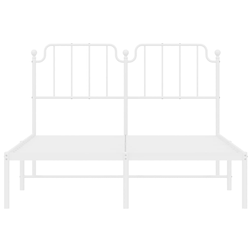 Metal Bed Frame without Mattress with Headboard White 140x190cm