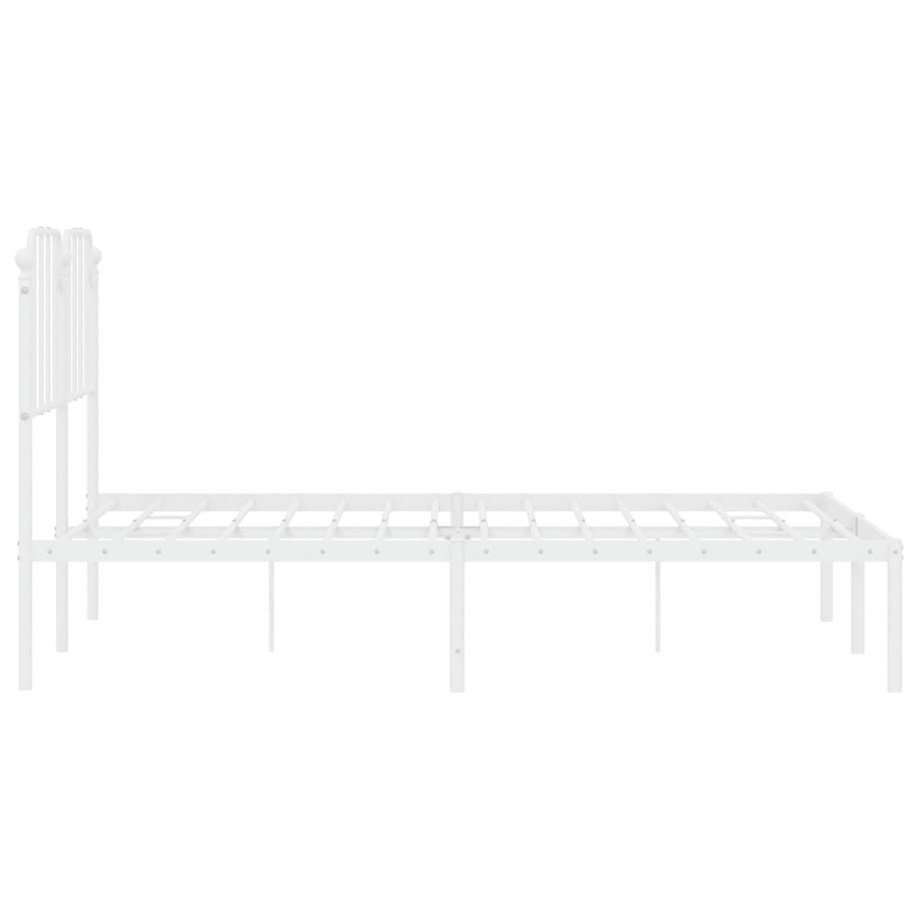 Metal Bed Frame without Mattress with Headboard White 140x190cm