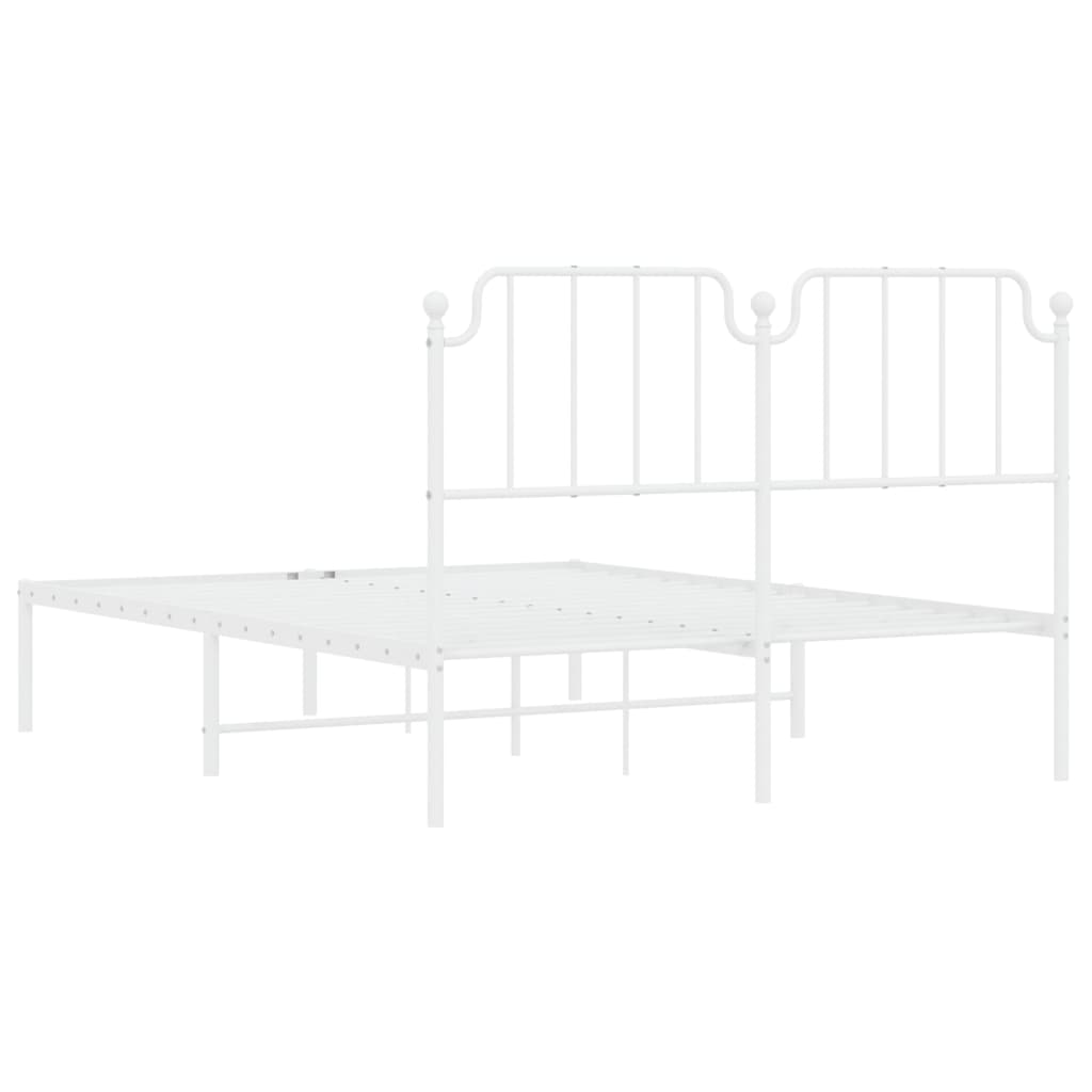 Metal Bed Frame without Mattress with Headboard White 140x190cm