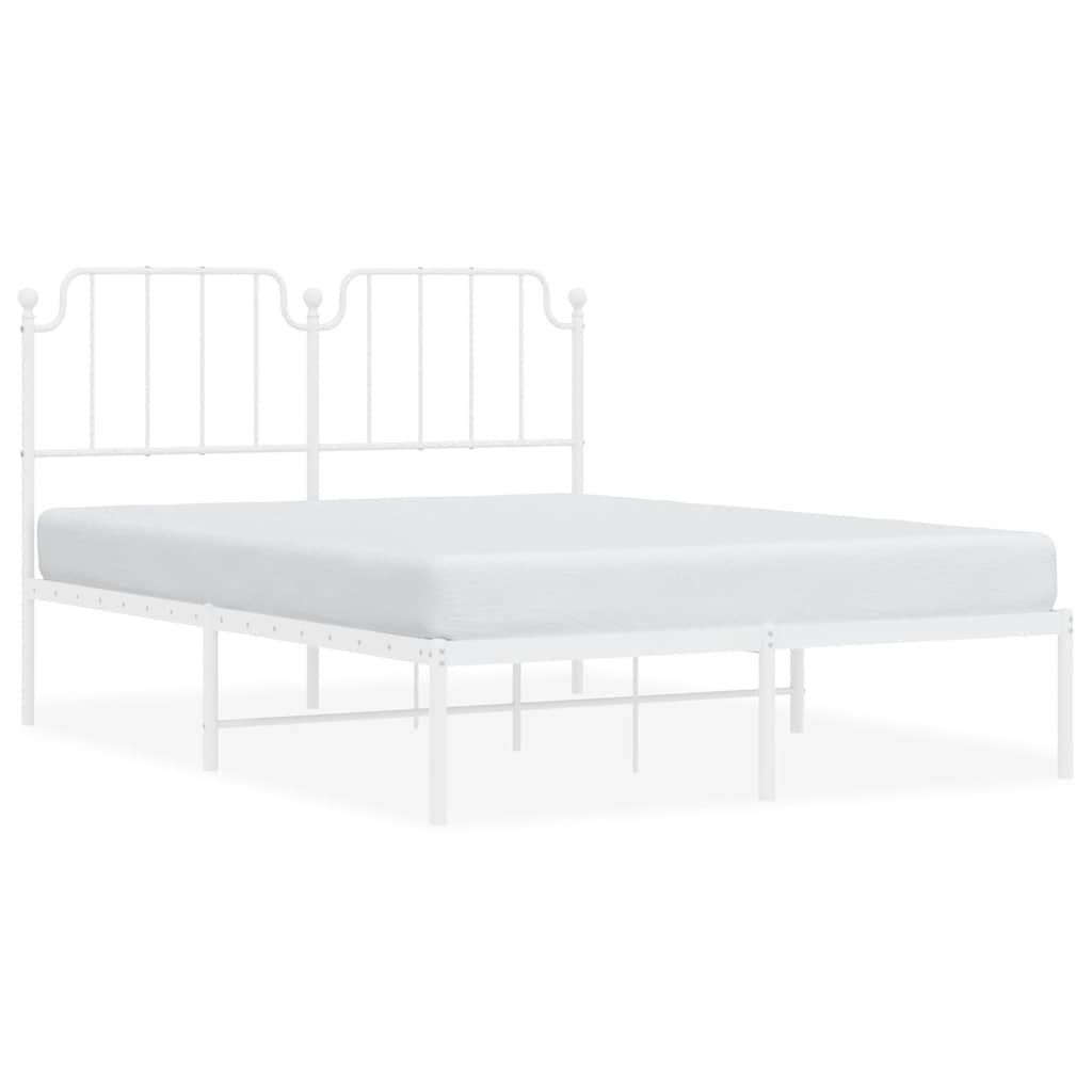 Metal Bed Frame without Mattress with Headboard White 150x200cm