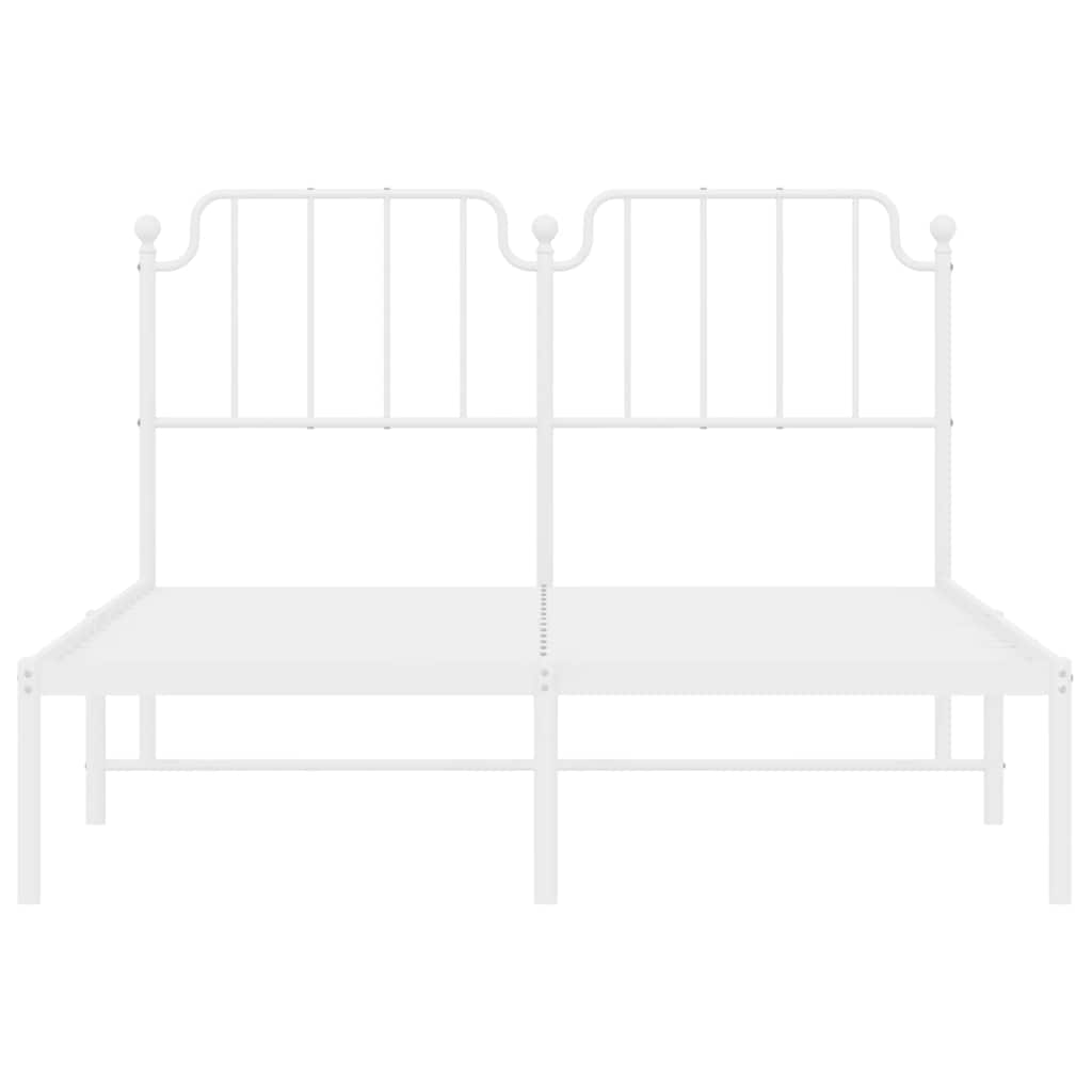 Metal Bed Frame without Mattress with Headboard White 150x200cm