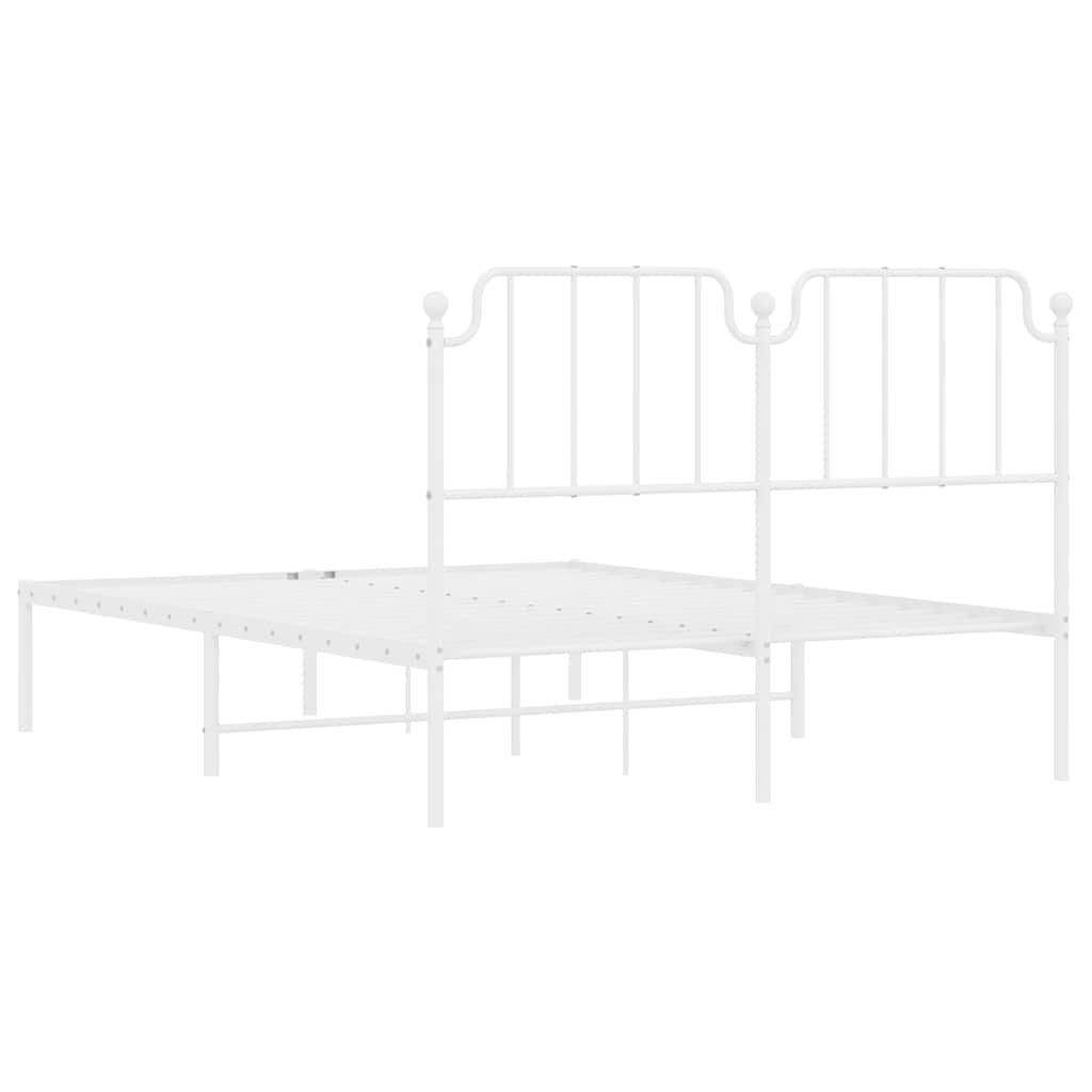 Metal Bed Frame without Mattress with Headboard White 150x200cm