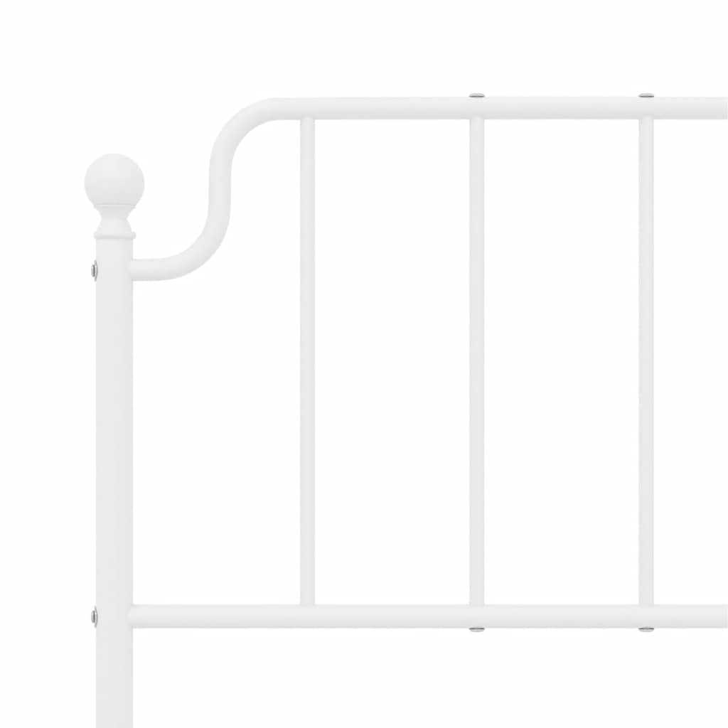 Metal Bed Frame without Mattress with Headboard White 150x200cm
