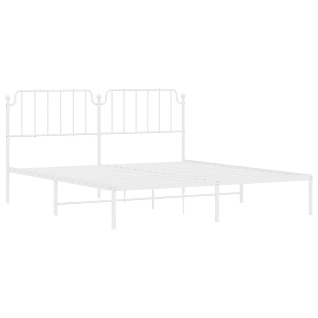 Metal Bed Frame without Mattress with Headboard White 160x200cm