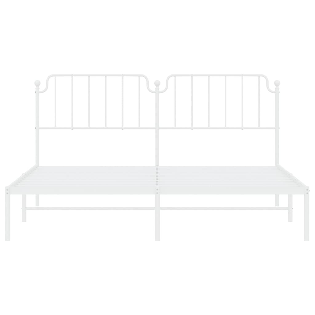 Metal Bed Frame without Mattress with Headboard White 160x200cm