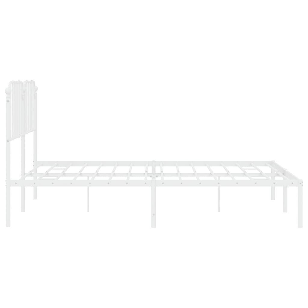 Metal Bed Frame without Mattress with Headboard White 160x200cm