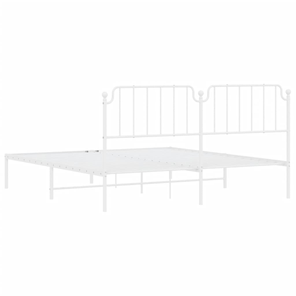 Metal Bed Frame without Mattress with Headboard White 160x200cm