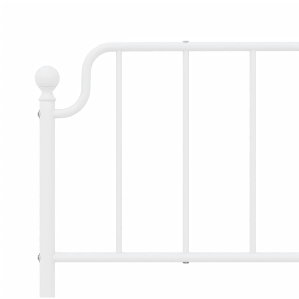 Metal Bed Frame without Mattress with Headboard White 160x200cm