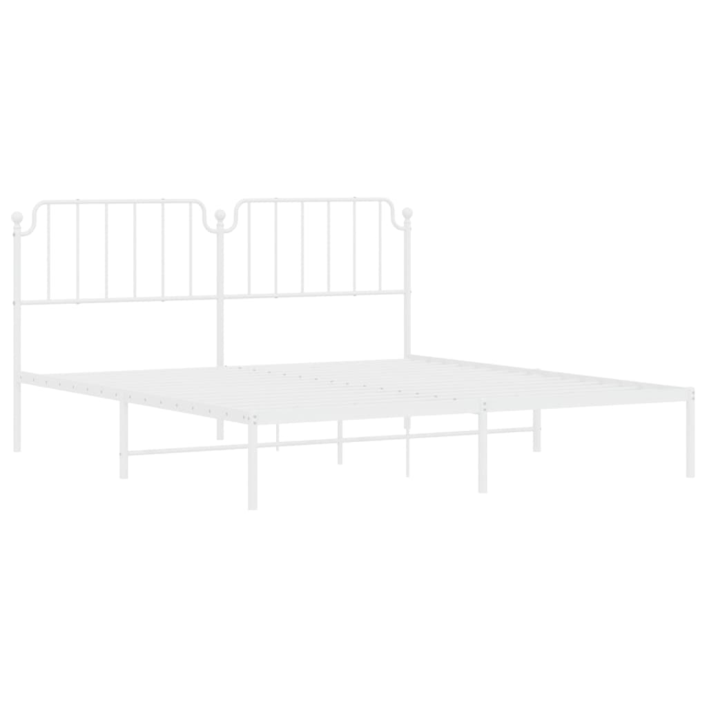 Metal Bed Frame without Mattress with Headboard White 180x200cm