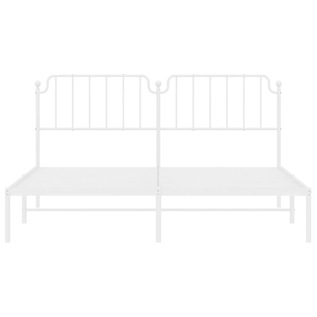 Metal Bed Frame without Mattress with Headboard White 180x200cm