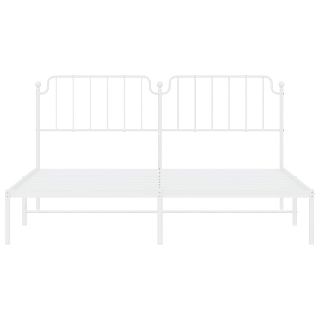 Metal Bed Frame without Mattress with Headboard White 183x213cm