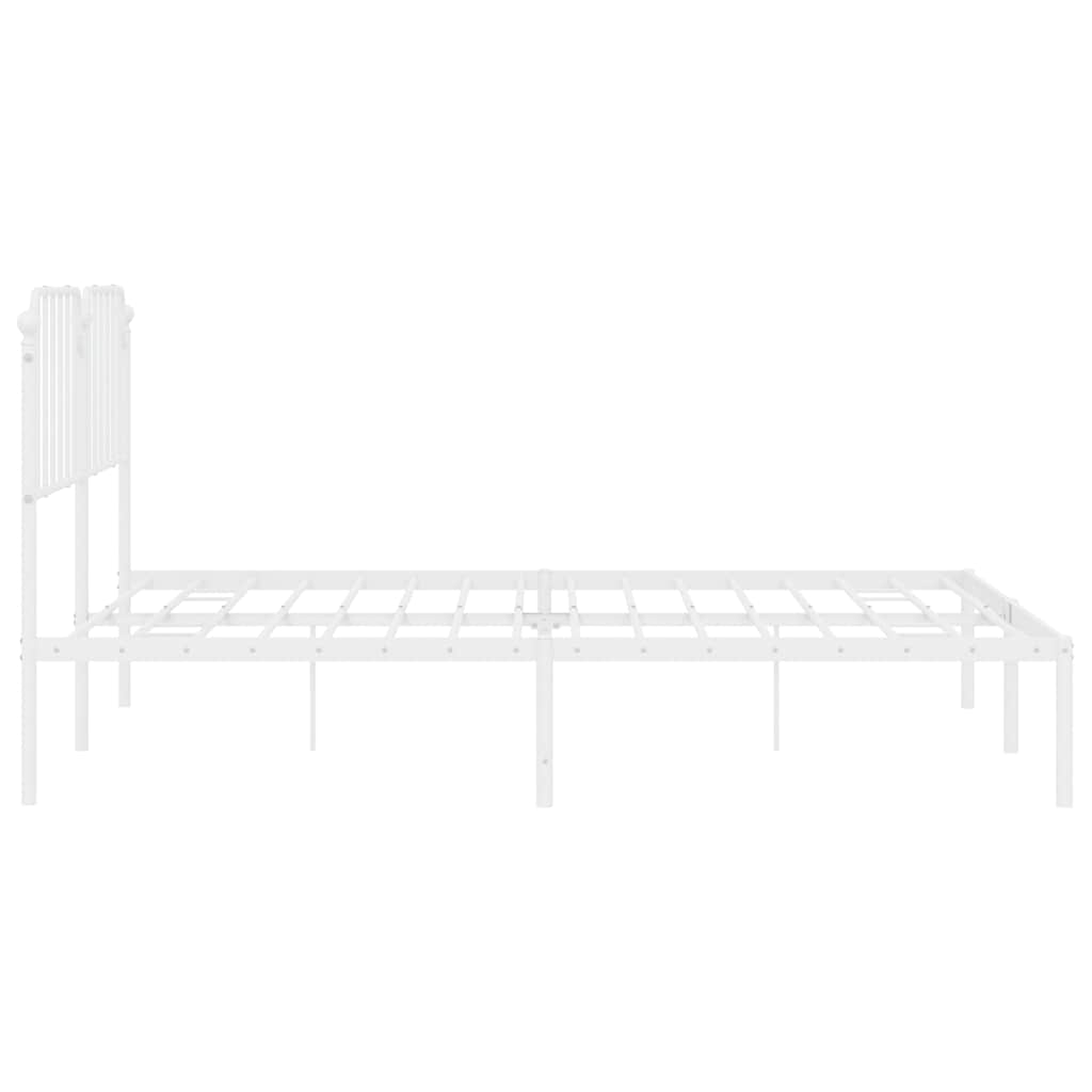 Metal Bed Frame without Mattress with Headboard White 183x213cm