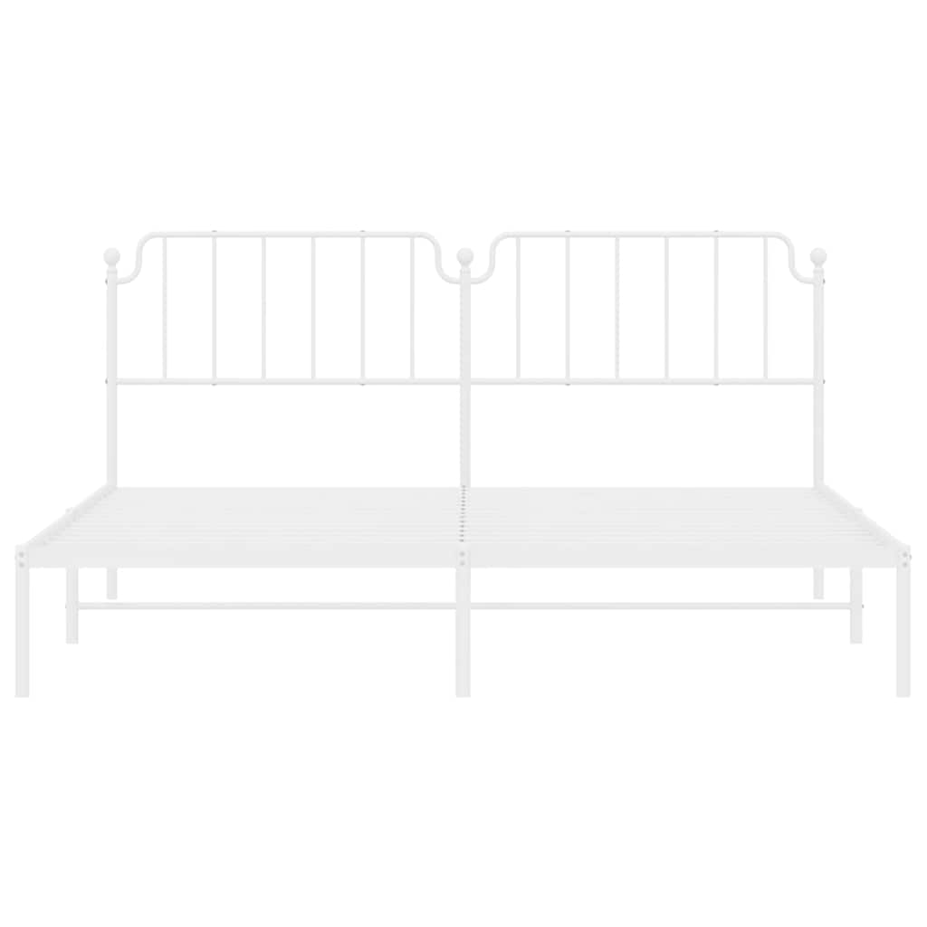 Metal Bed Frame without Mattress with Headboard White 193x203cm