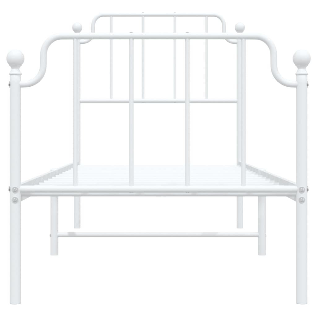 Metal Bed Frame without Mattress with Footboard White 75x190cm