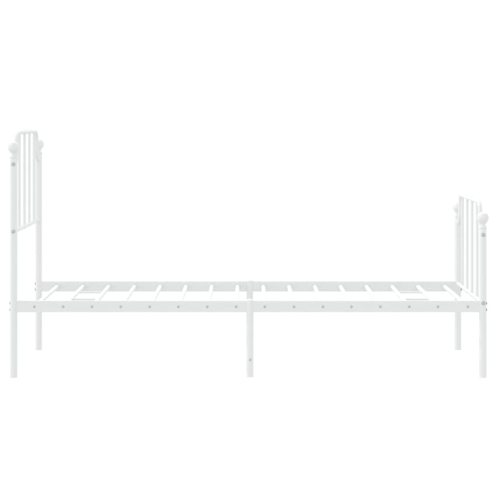 Metal Bed Frame without Mattress with Footboard White 75x190cm