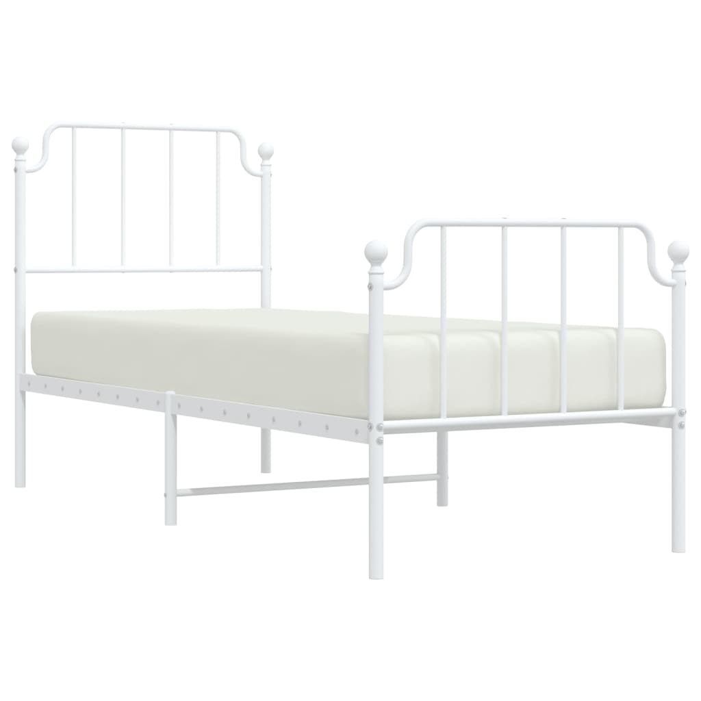 Metal Bed Frame without Mattress with Footboard White 80x200cm