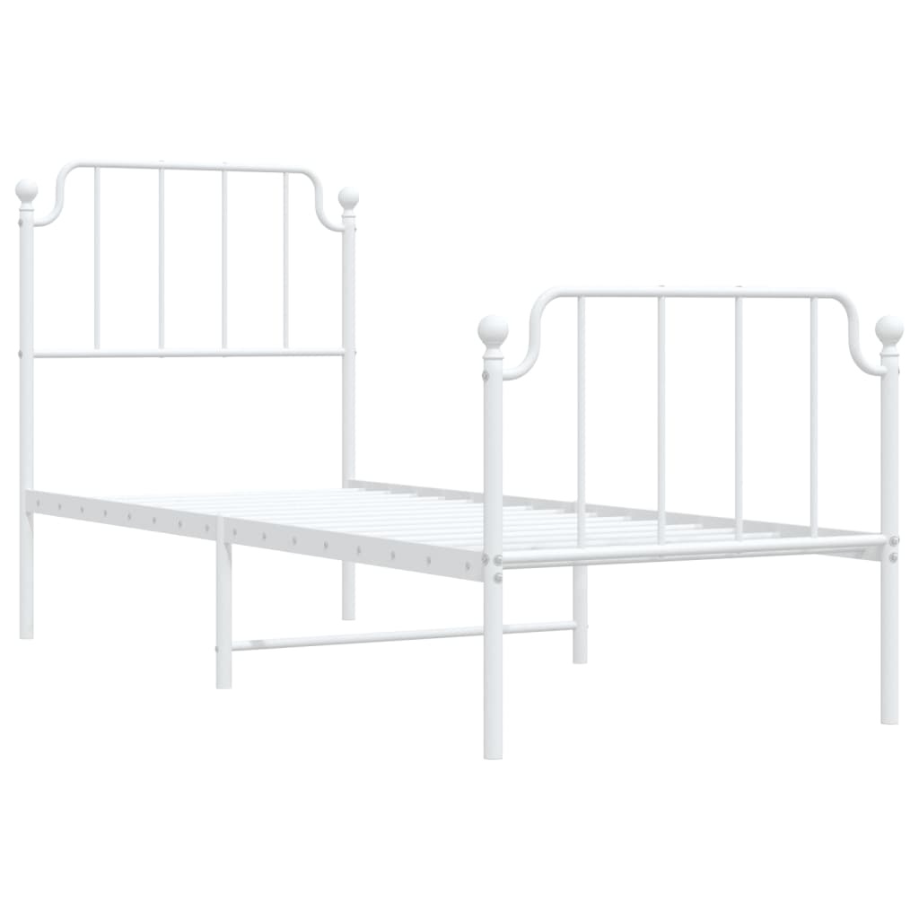 Metal Bed Frame without Mattress with Footboard White 80x200cm
