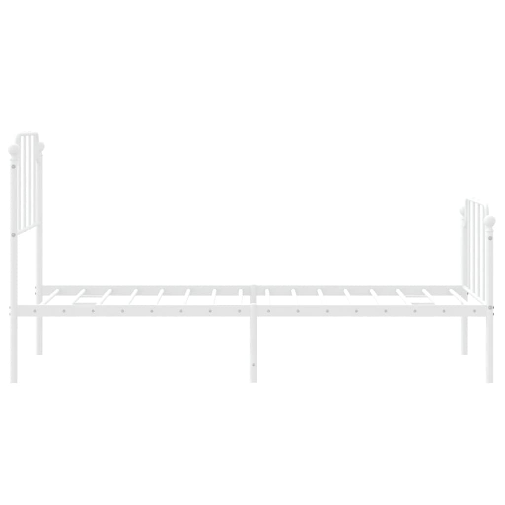 Metal Bed Frame without Mattress with Footboard White 80x200cm