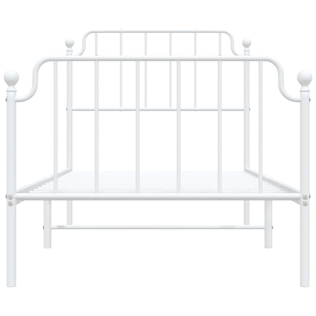 Metal Bed Frame without Mattress with Footboard White 90x190cm
