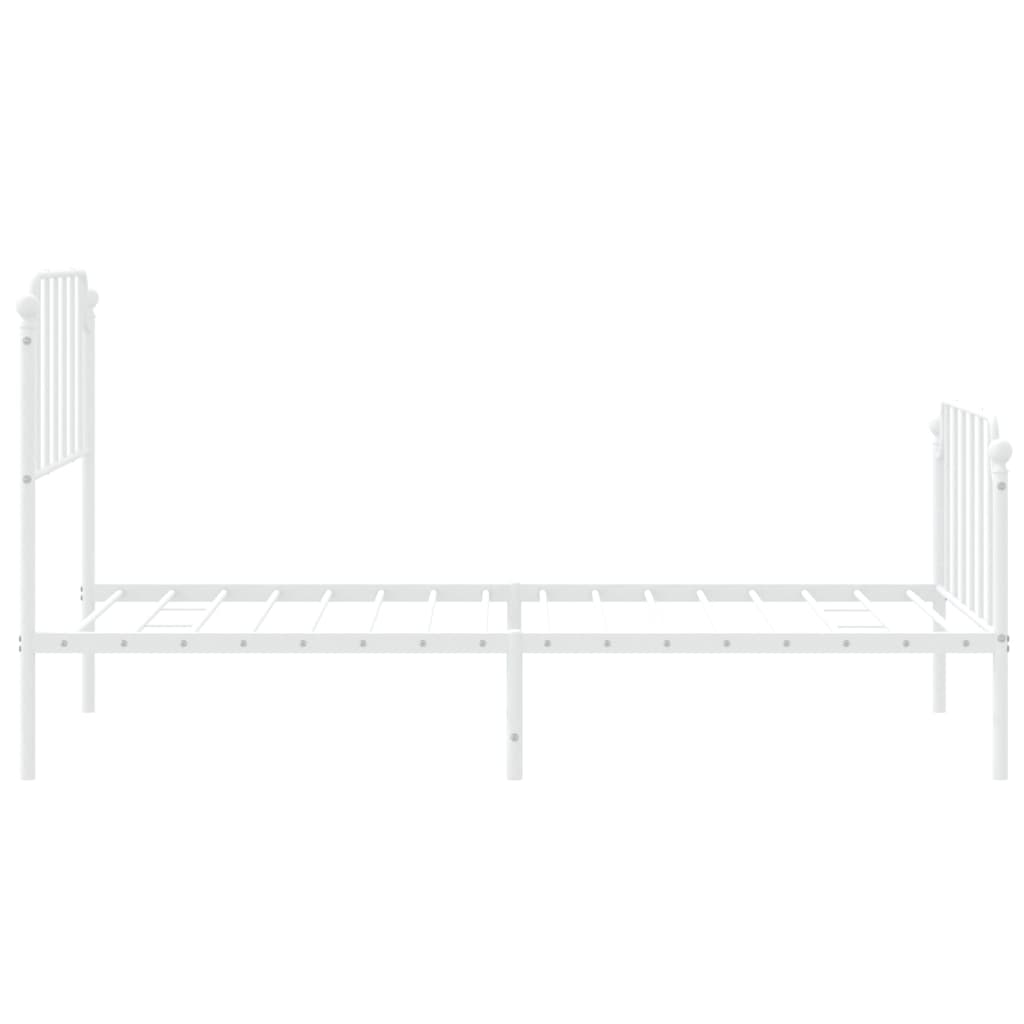 Metal Bed Frame without Mattress with Footboard White 90x190cm