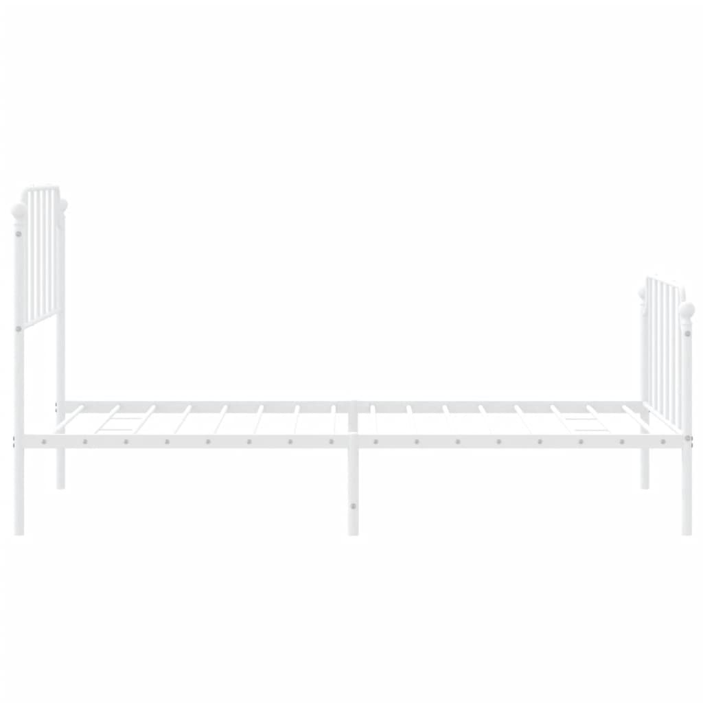 Metal Bed Frame without Mattress with Footboard White 90x200cm