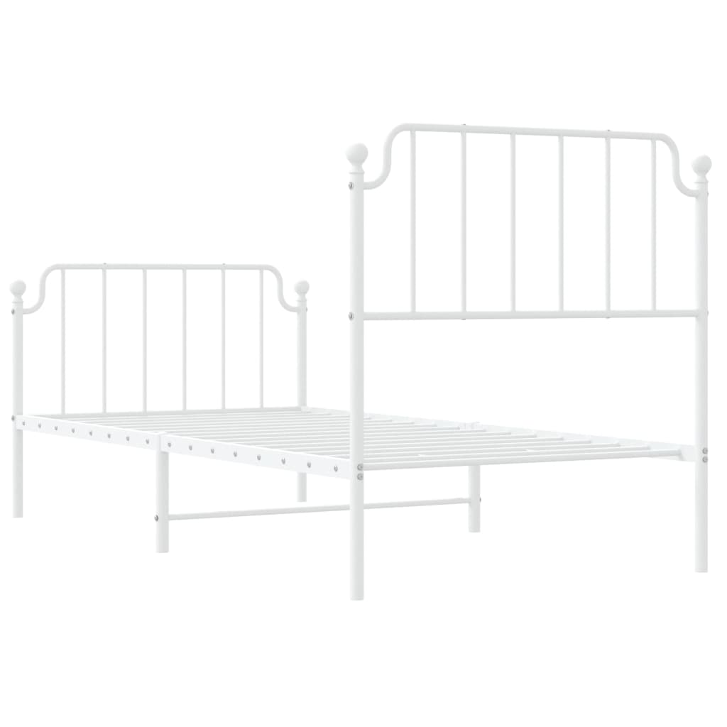 Metal Bed Frame without Mattress with Footboard White 90x200cm