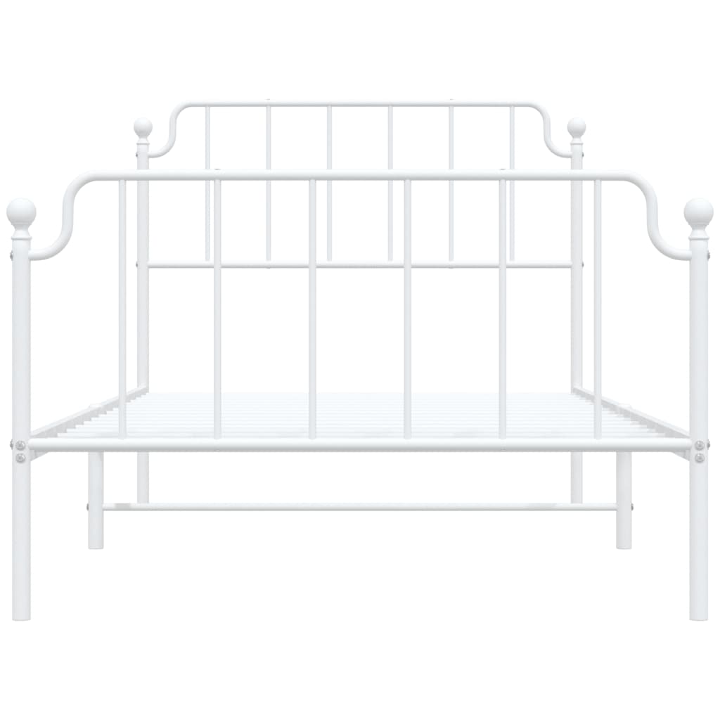 Metal Bed Frame without Mattress with Footboard White 107x203cm