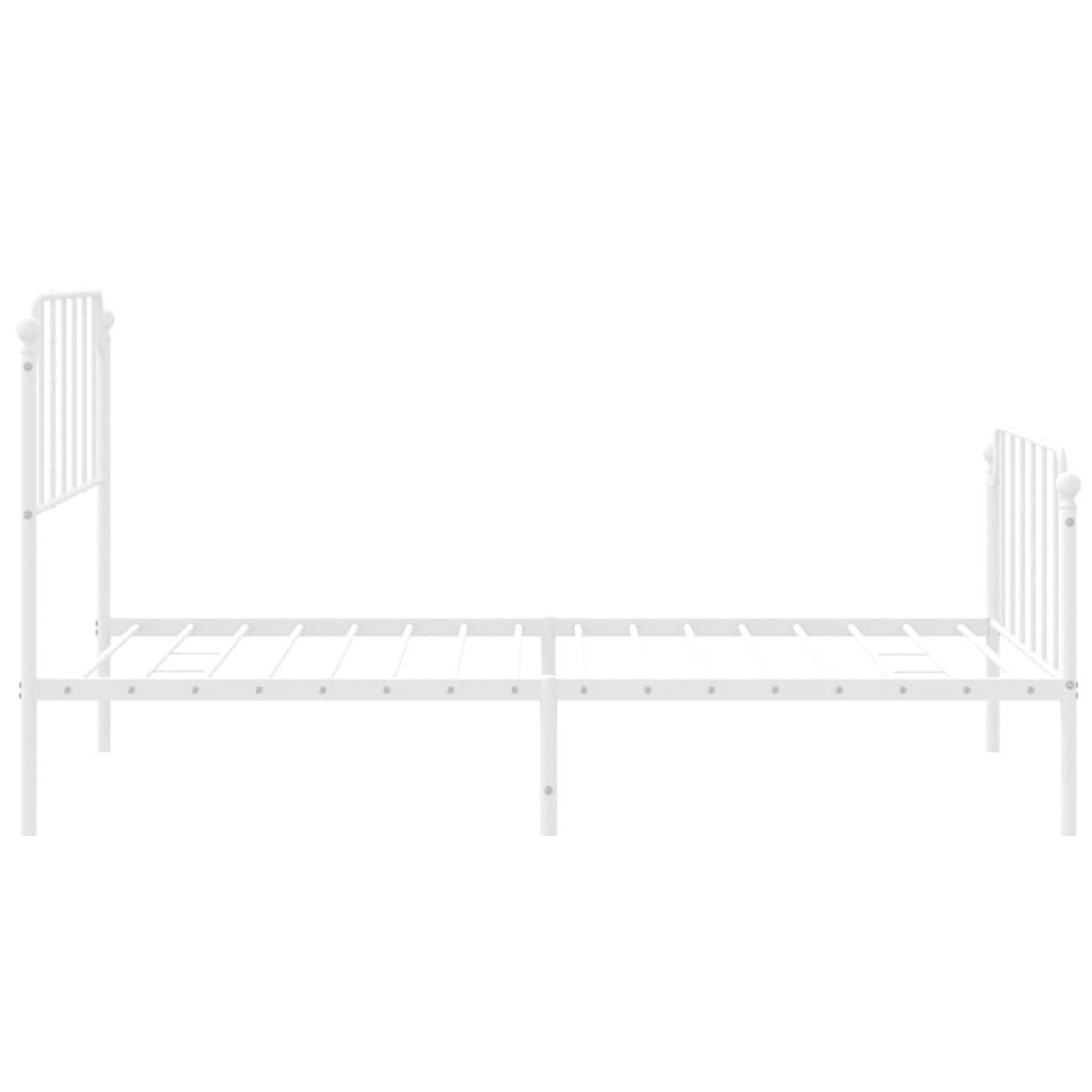 Metal Bed Frame without Mattress with Footboard White 107x203cm