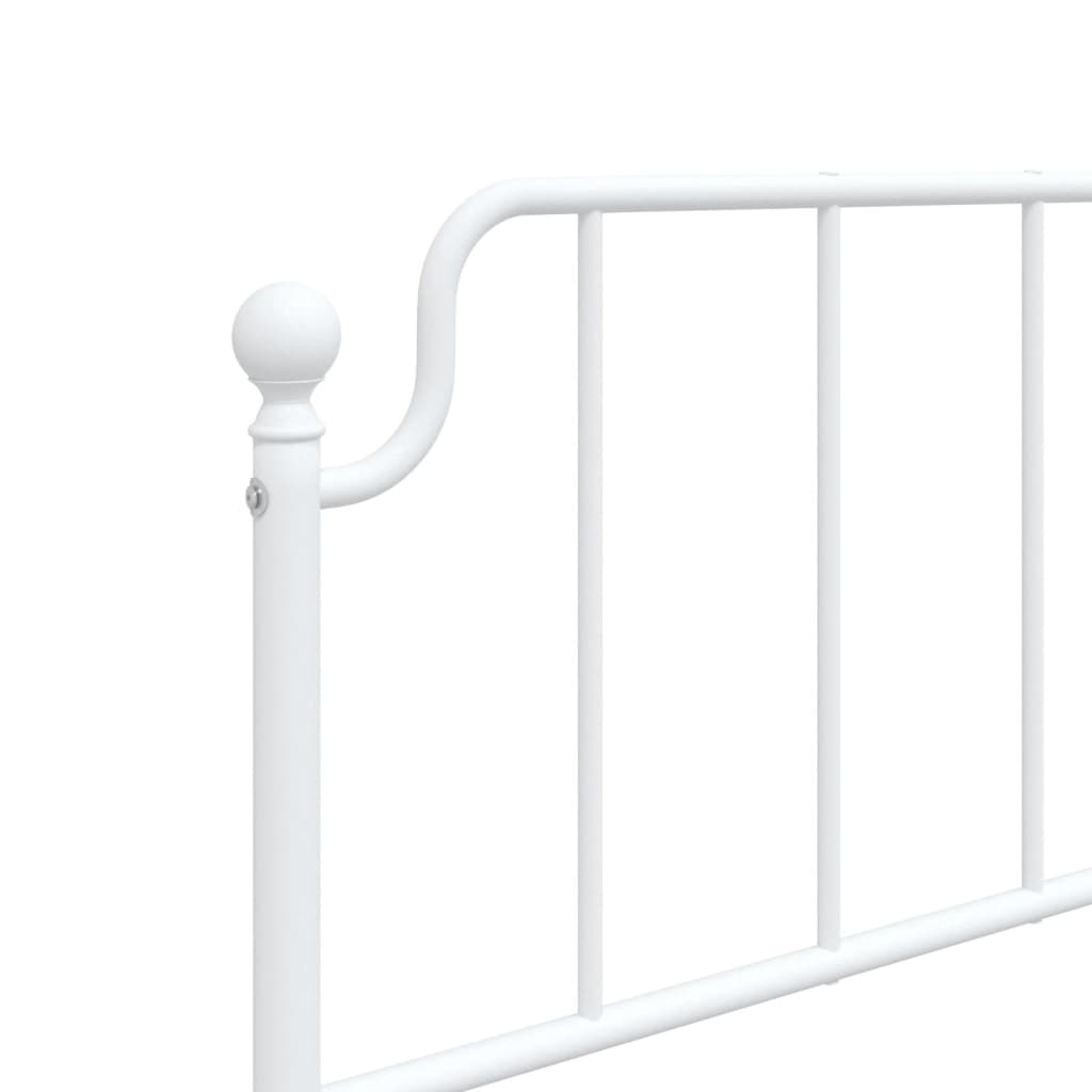 Metal Bed Frame without Mattress with Footboard White 107x203cm