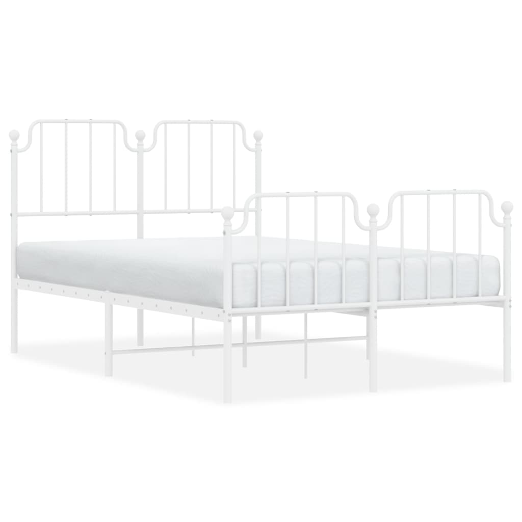 Metal Bed Frame without Mattress with Footboard White 120x200cm
