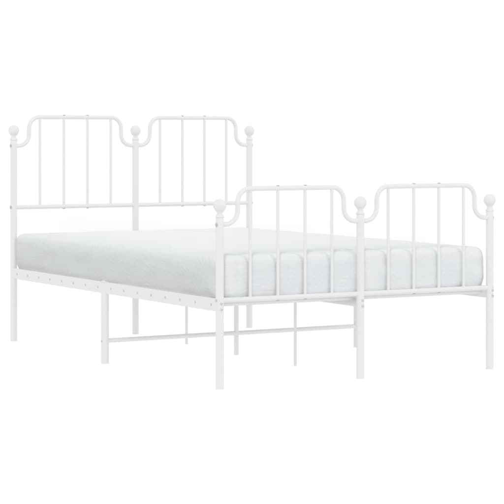 Metal Bed Frame without Mattress with Footboard White 120x200cm