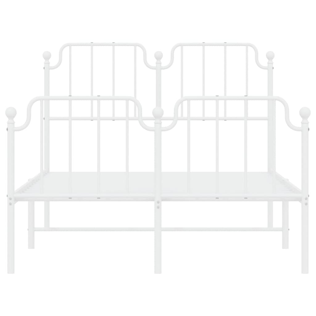 Metal Bed Frame without Mattress with Footboard White 120x200cm