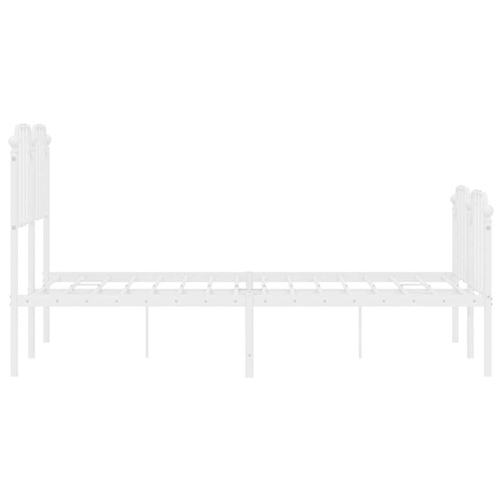 Metal Bed Frame without Mattress with Footboard White 120x200cm