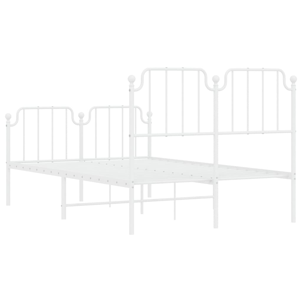 Metal Bed Frame without Mattress with Footboard White 120x200cm