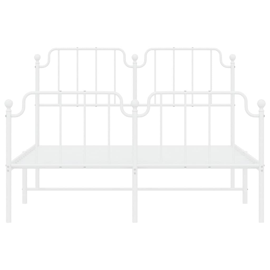 Metal Bed Frame without Mattress with Footboard White 135x190cm