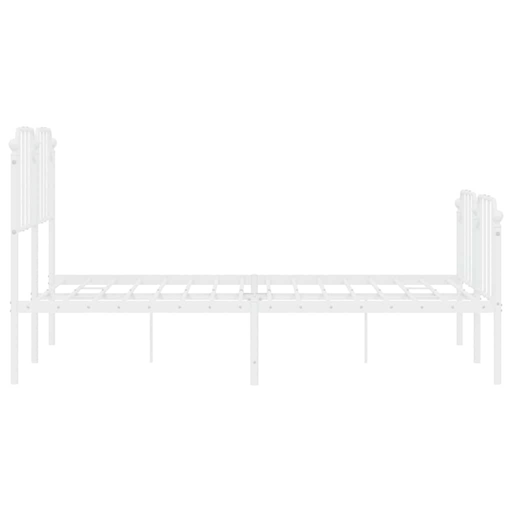 Metal Bed Frame without Mattress with Footboard White 135x190cm