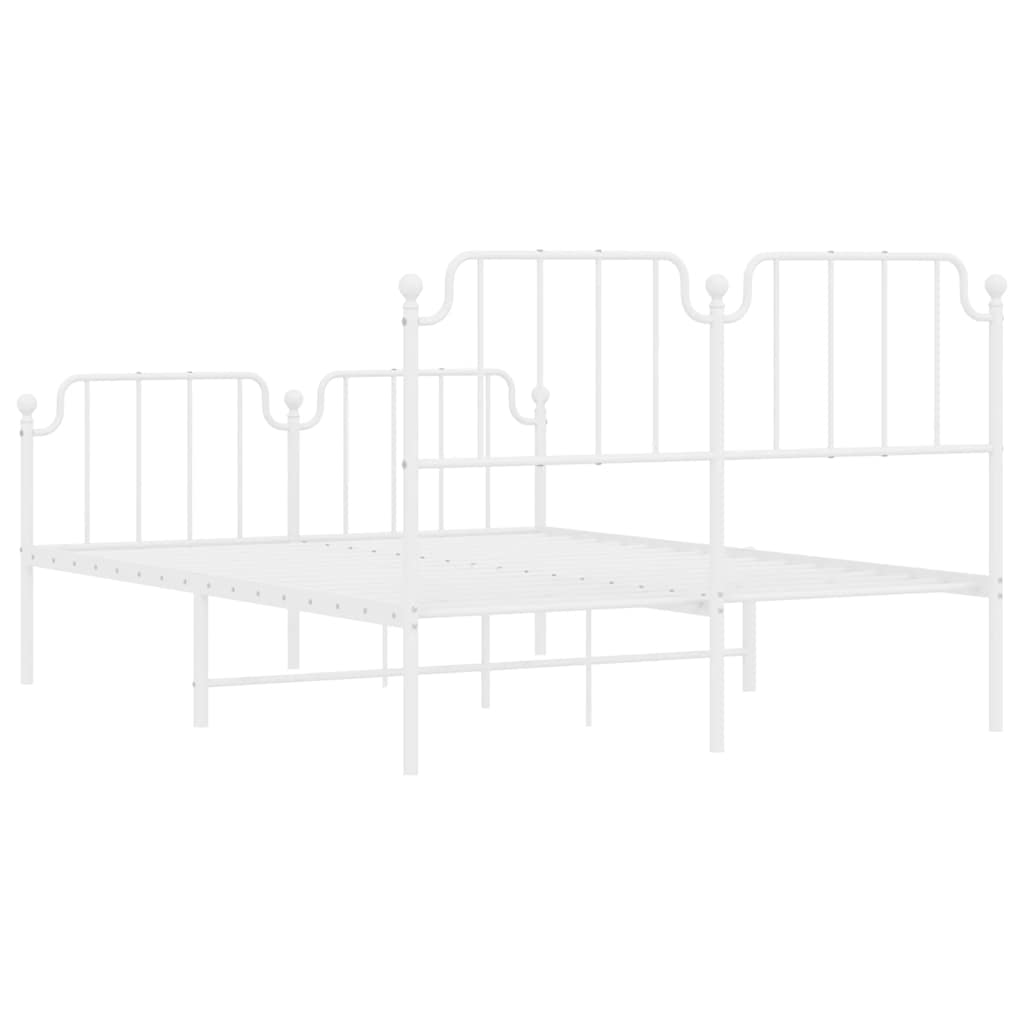 Metal Bed Frame without Mattress with Footboard White 135x190cm
