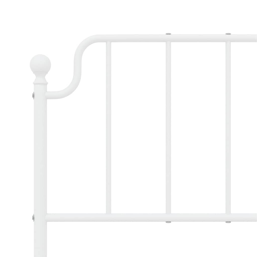 Metal Bed Frame without Mattress with Footboard White 135x190cm