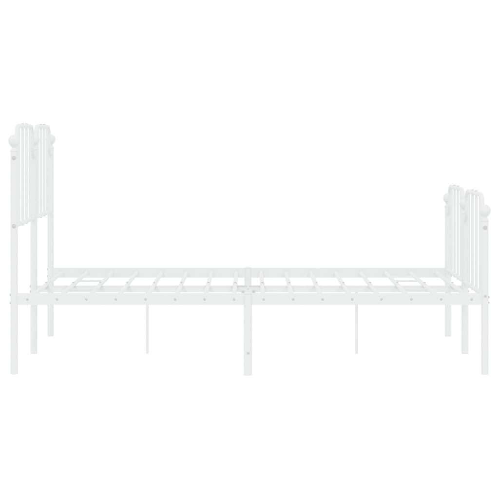 Metal Bed Frame without Mattress with Footboard White 140x190cm