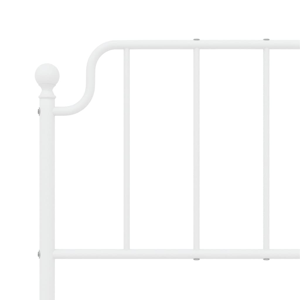Metal Bed Frame without Mattress with Footboard White 140x190cm