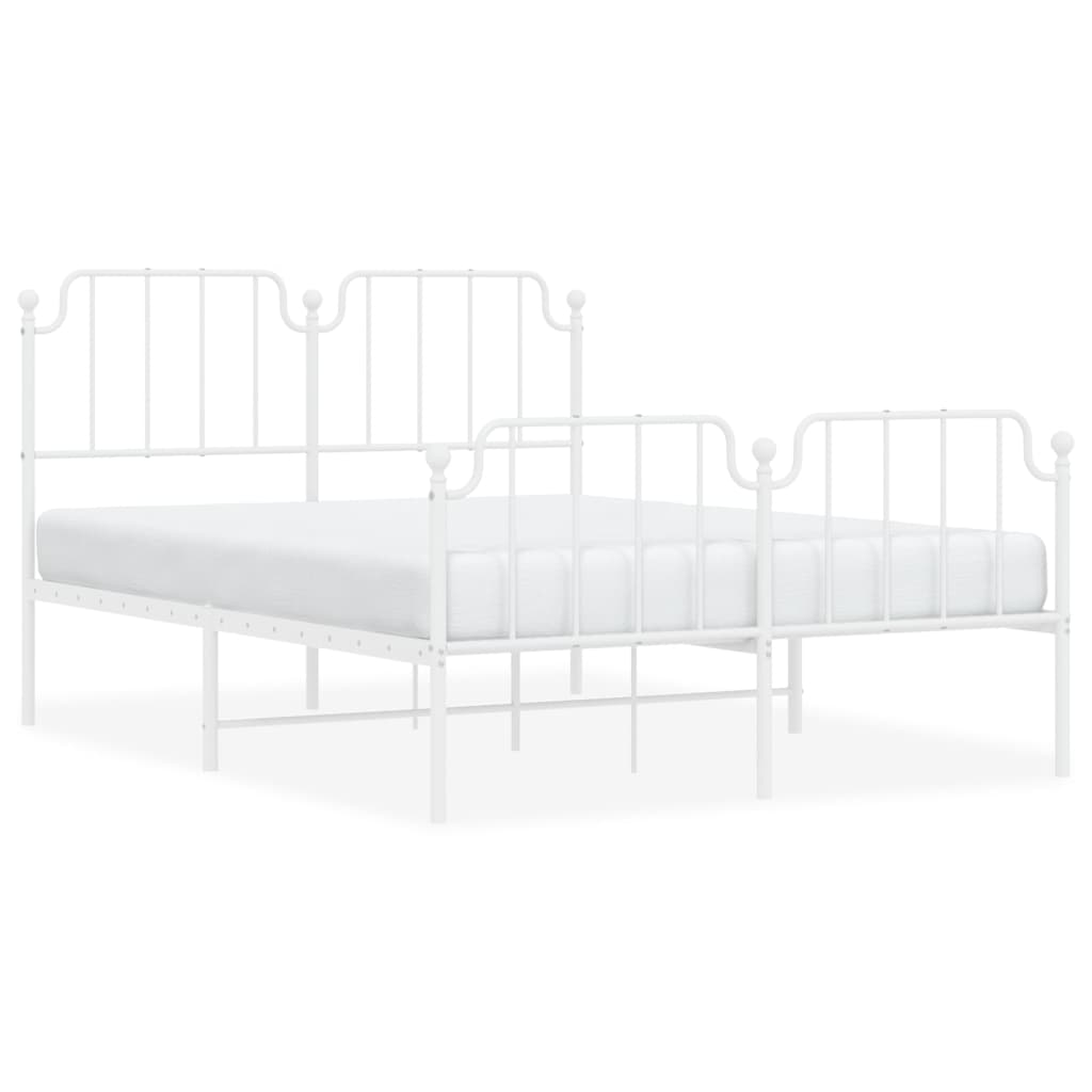 Metal Bed Frame without Mattress with Footboard White 140x200cm