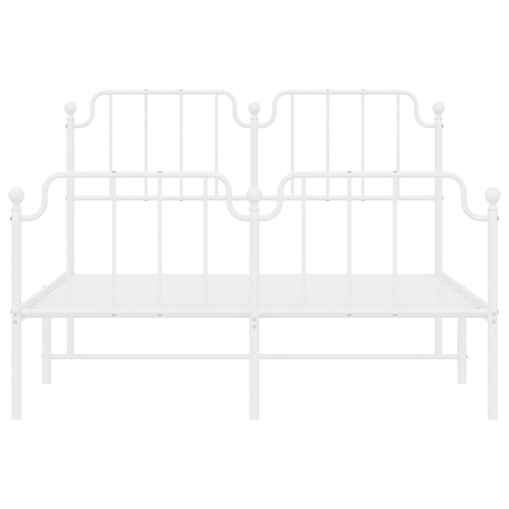 Metal Bed Frame without Mattress with Footboard White 140x200cm